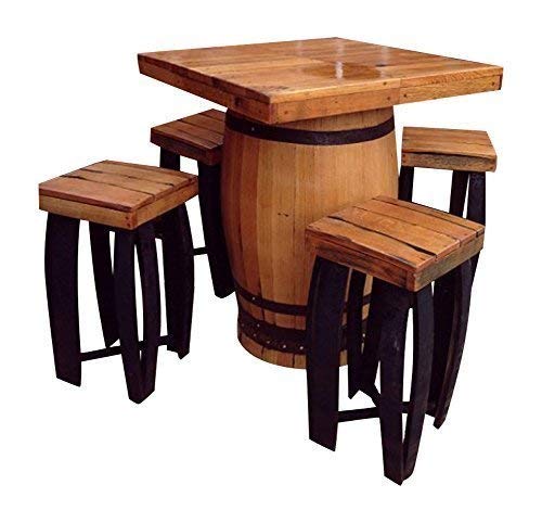 Cheeky Chicks Handmade Square Barrel Solid Oak Wood Drinks Table
