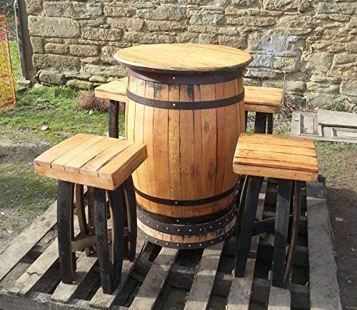 Cheeky Chicks Recycled Solid Oak Whisky Barrel Guinness Pub Patio Table Home Bar 