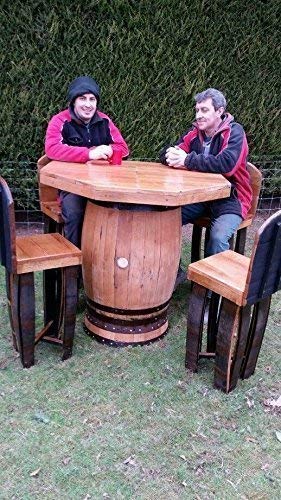 Recycled Solid Oak Whisky Cask Octagon Top Oak Barrel Table And 4