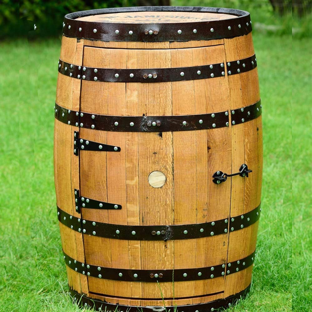 Recycled Solid Oak Whisky Keg Barrel Cabinet Balmoral Premium Drinks Wine Rack 